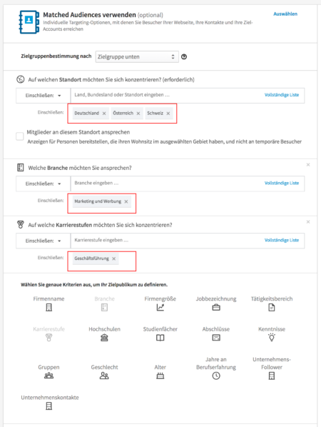 Targeting auf LinkedIn mit Targeted Ads