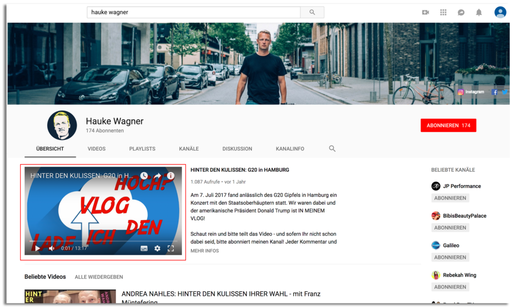 Kanaltrailer und Kanalbeschreibung für Youtube kreieren