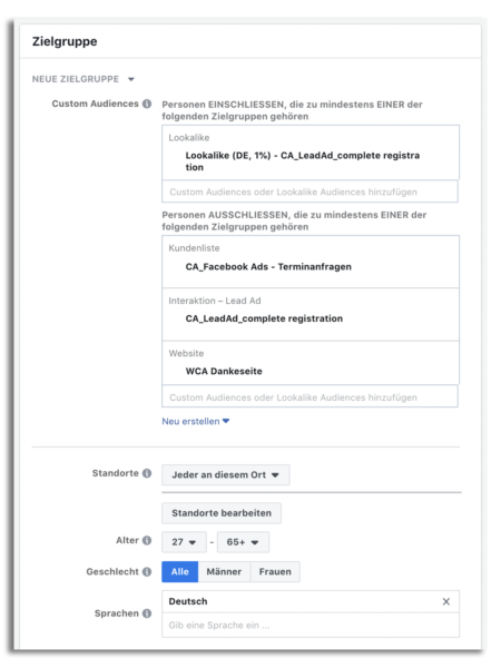 die richtige Zielgruppe wählen bei Facebook Ads