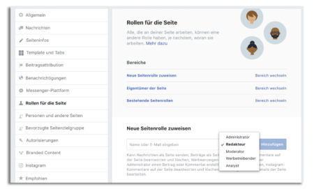 Facebook Business Page: Administratoren und Rollen auswählen