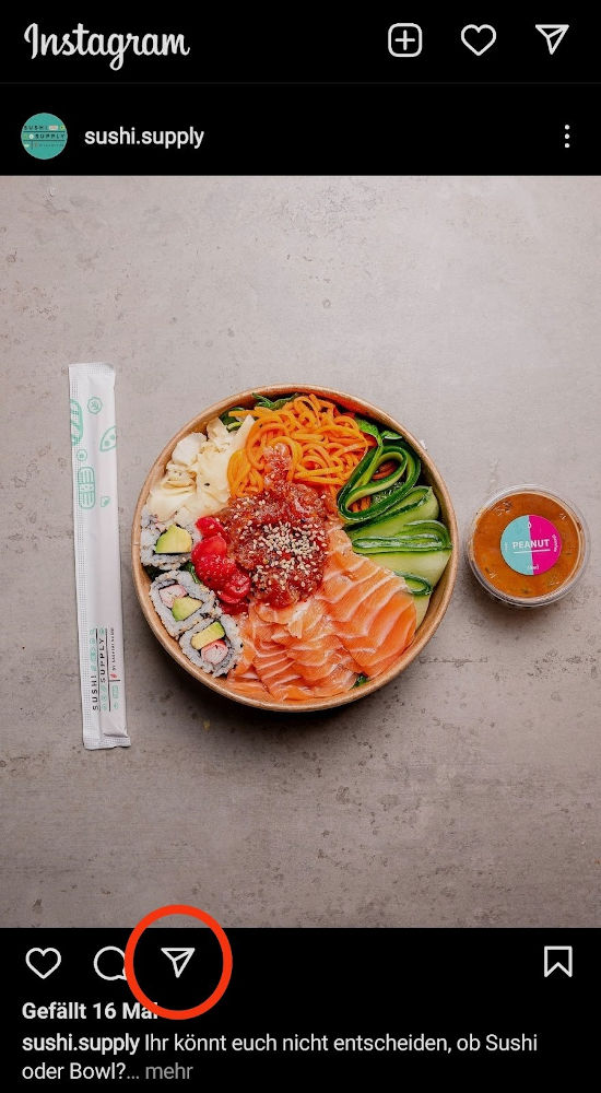 Instagram-Repost einer Sushi Bowl