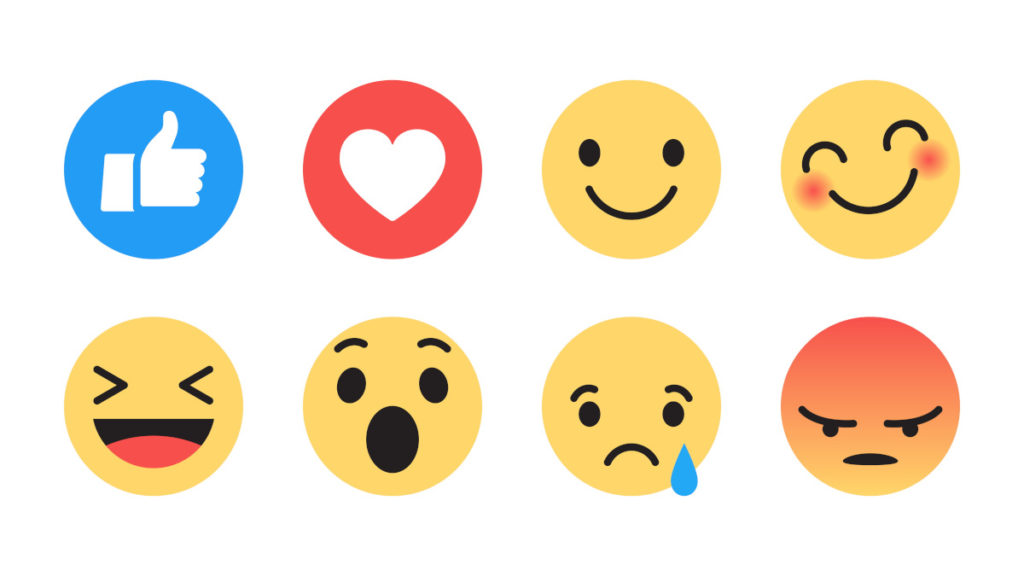 Emoticons für Reaktionen auf Facebook-Beiträge