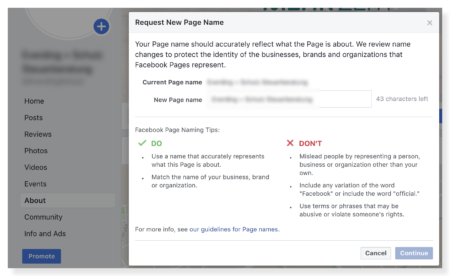 Facebook Seite Namen ändern Facebook Seite Namen ändern