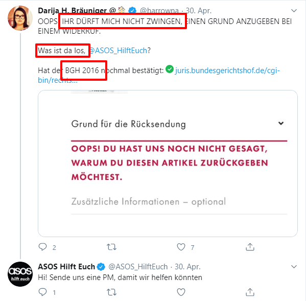 Asos auf Twitter