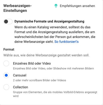 format bei instagram story ads festlegen