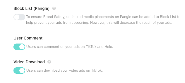 tiktok ads einstellungen kommentare