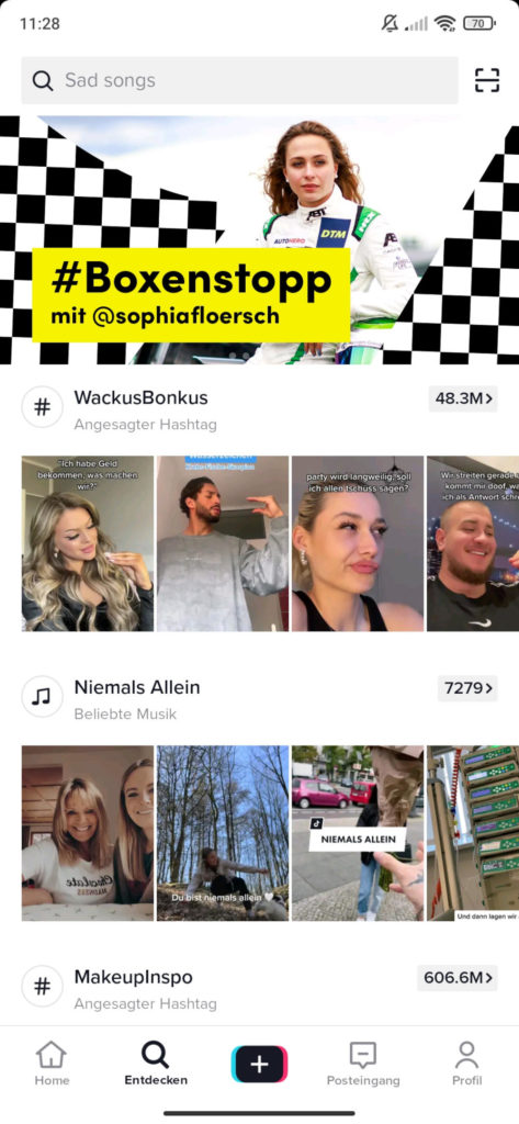 Übersicht über eine TikTok-Hashtag-Challenge