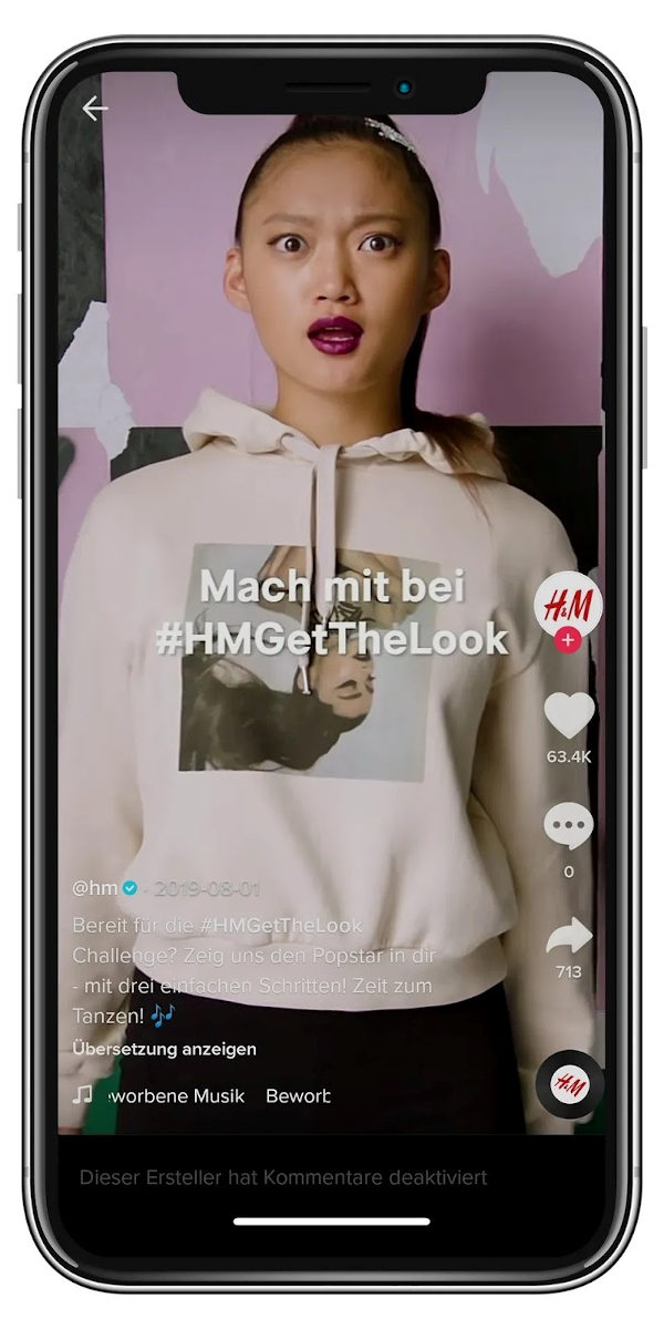 TikTok-Werbung Beispiel H&M
