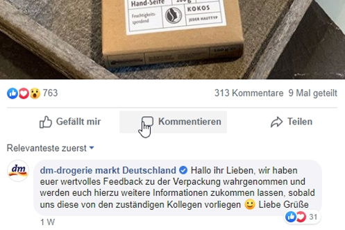 Beispiel Facebook-Marketing dm