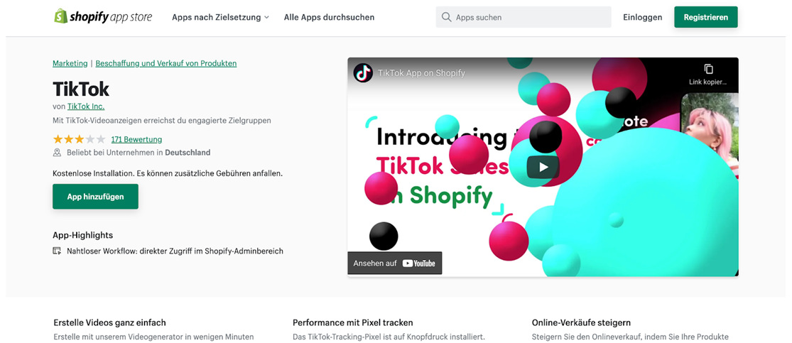 Tiktok Shopify im App Store